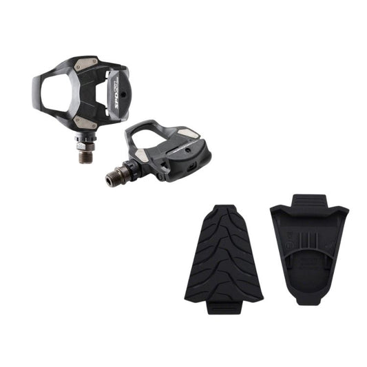 SHIMANO PD-RS500 SPD-SL Road Black Pedals + Road Cleat Covers-Pit Crew Cycles