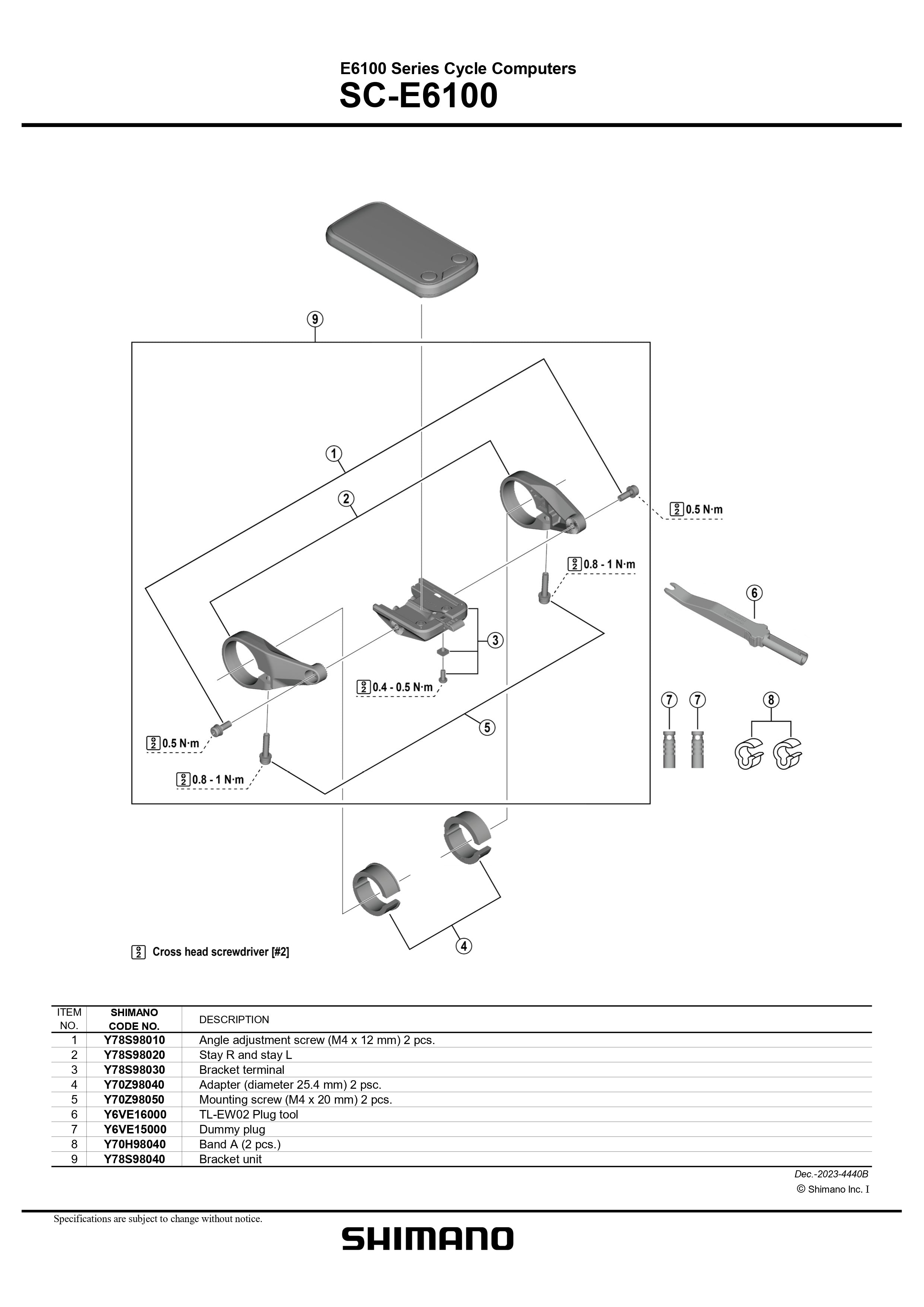 SHIMANO SC-E6100 E-Bike Series Cycle Computers Bracket Terminal - Y78S98030-Pit Crew Cycles