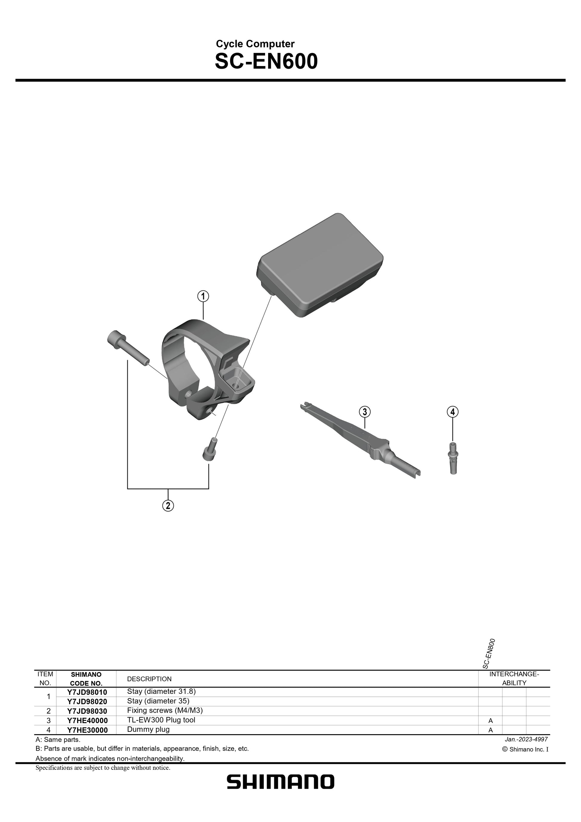 SHIMANO SC-EN600 Cycle Computer Fixing Screws (M4/M3) - Y7JD98030-Pit Crew Cycles