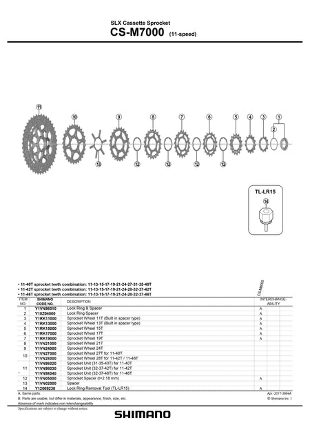 SHIMANO SLX CS-M7000 Cassette Sprocket Spacer (t=2.18 mm) - (11-speed) - Y1VN05000-Pit Crew Cycles