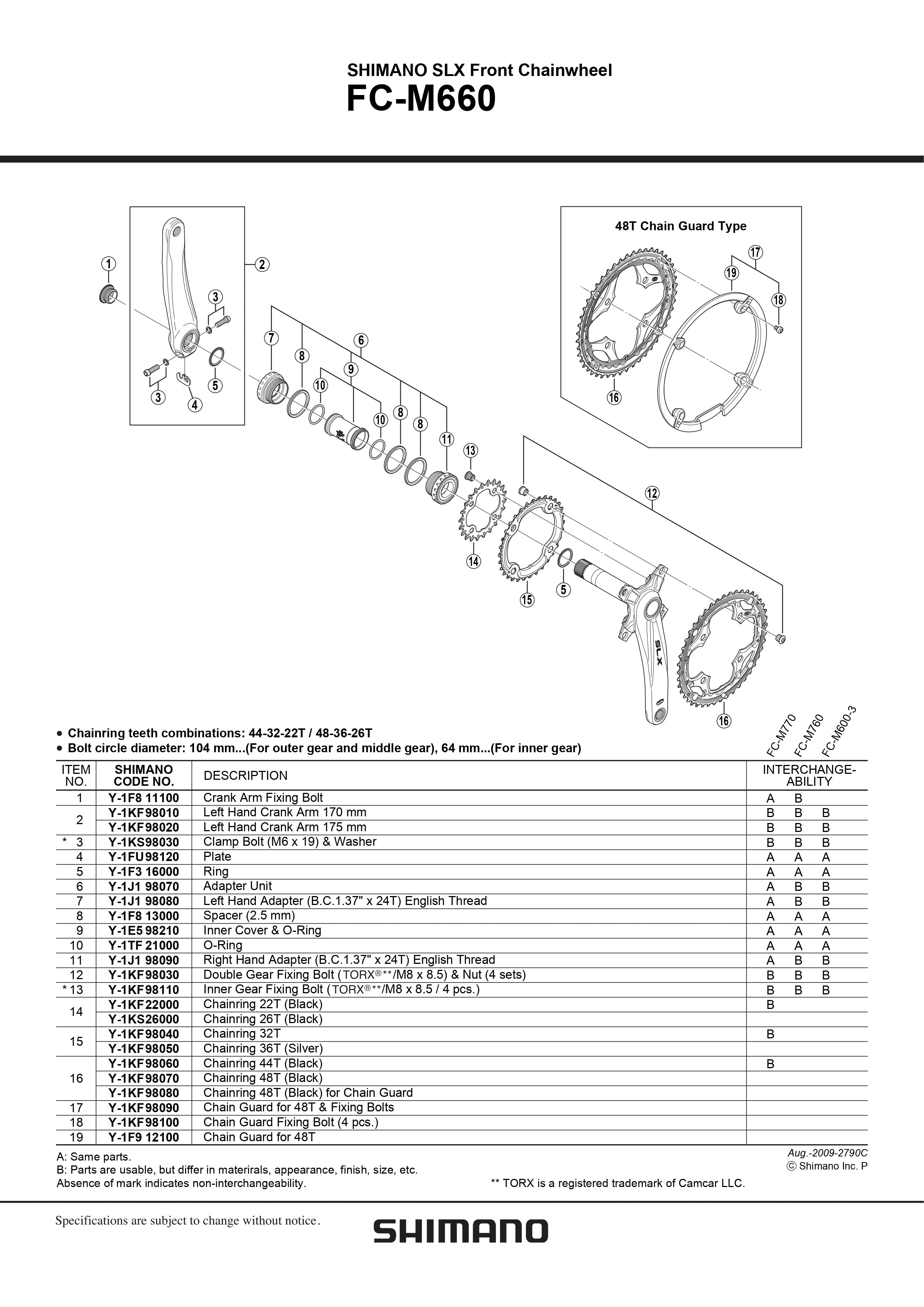 SHIMANO SLX FC-M660 Front Chainwheel Chainrings 22T - Y1KF22000-Pit Crew Cycles