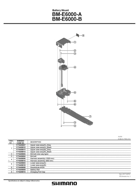 SHIMANO STEPS BM-E6000 Battery Mount Lower Case Assembly(B) - Y71A00010-Pit Crew Cycles