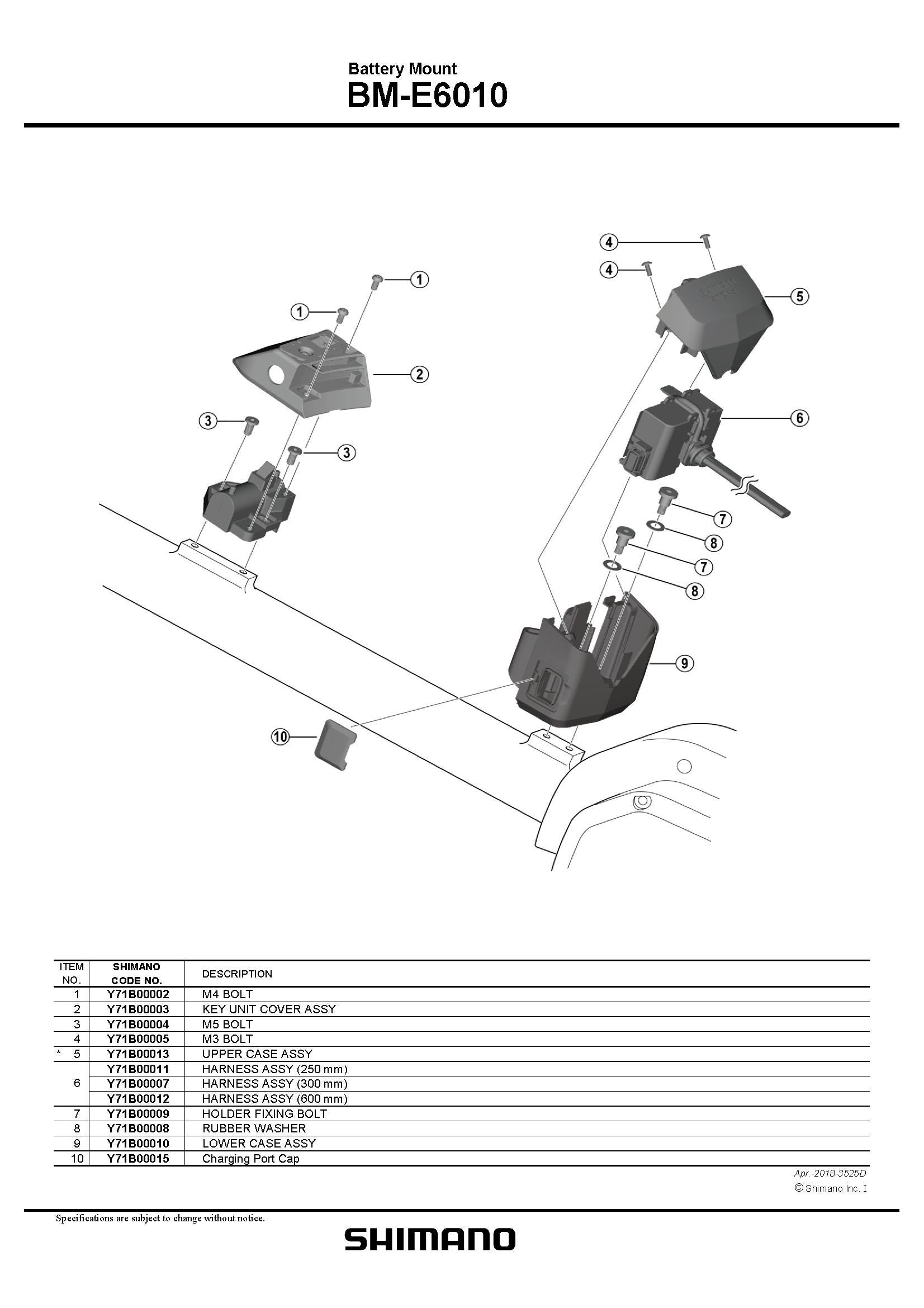 SHIMANO STEPS BM-E6010 Battery Mount Key Unit Cover Assembly - Y71B00003-Pit Crew Cycles