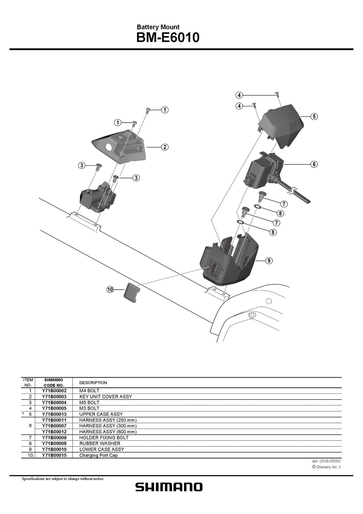 SHIMANO STEPS BM-E6010 Battery Mount Lower Case Assembly - Y71B00010-Pit Crew Cycles