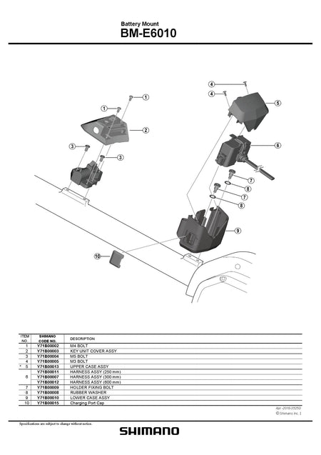 SHIMANO STEPS BM-E6010 Battery Mount Lower Case Assembly - Y71B00010-Pit Crew Cycles