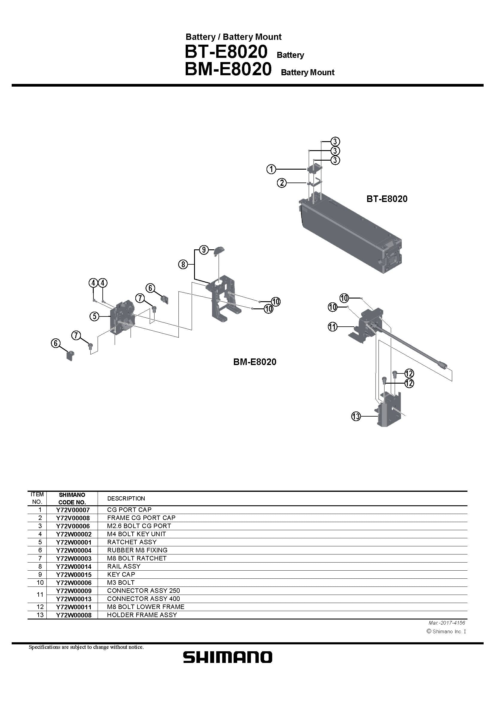 SHIMANO STEPS BM-E8020 Battery Mount Connector Assembly-Pit Crew Cycles