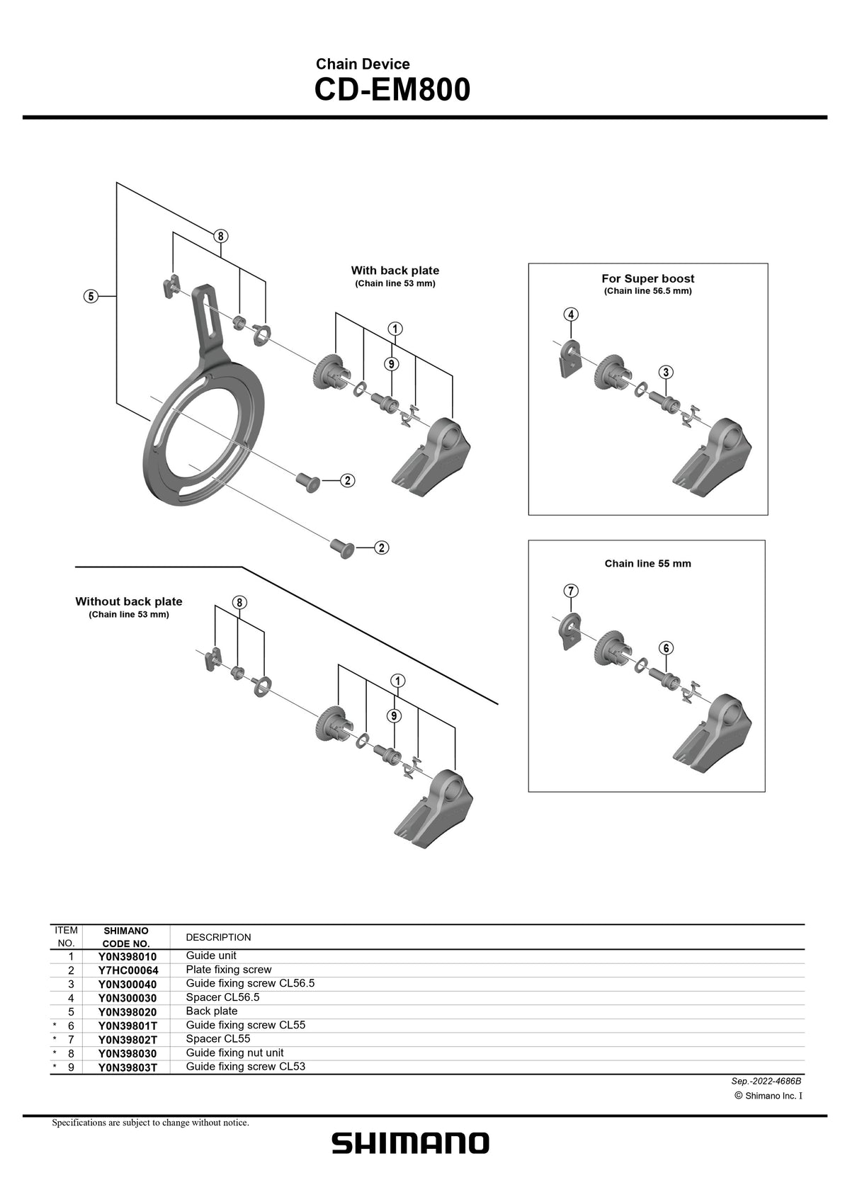 SHIMANO STEPS CD-EM800 Chain Device 11/12-Speed Drive Unit Mount with Plate For 36T/34T Chainring-Pit Crew Cycles