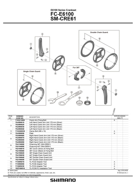SHIMANO STEPS FC-E6100 E-Bike Black Crank Arm Set-Pit Crew Cycles