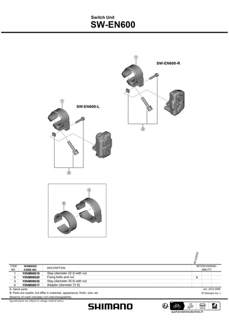 SHIMANO SW-EN600-R Di2 Right-Hand SEIS Shifting Shift Switch-Pit Crew Cycles