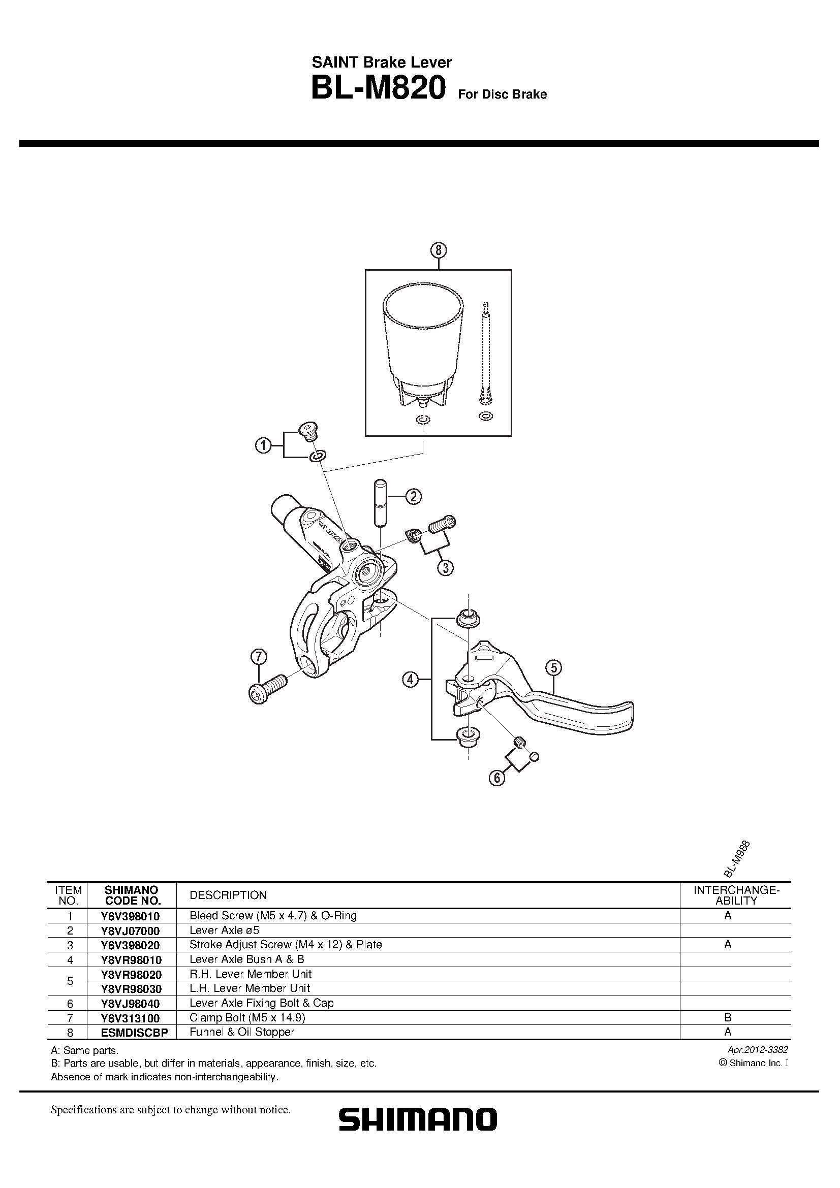 SHIMANO Saint BL-M820 Disc Brake Lever Member Units-Pit Crew Cycles