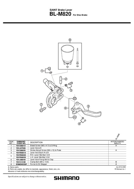 SHIMANO Saint BL-M820 Disc Brake Lever Member Units-Pit Crew Cycles