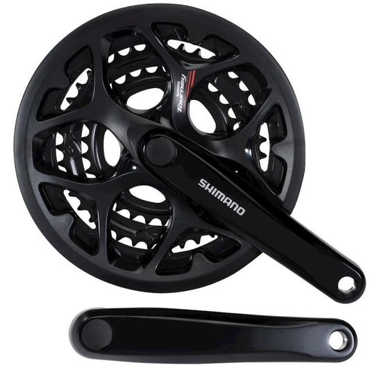 SHIMANO Tourney FC-A073 Square Taper Black Crankset 3x7/8-Speed with Chain Guard-Pit Crew Cycles
