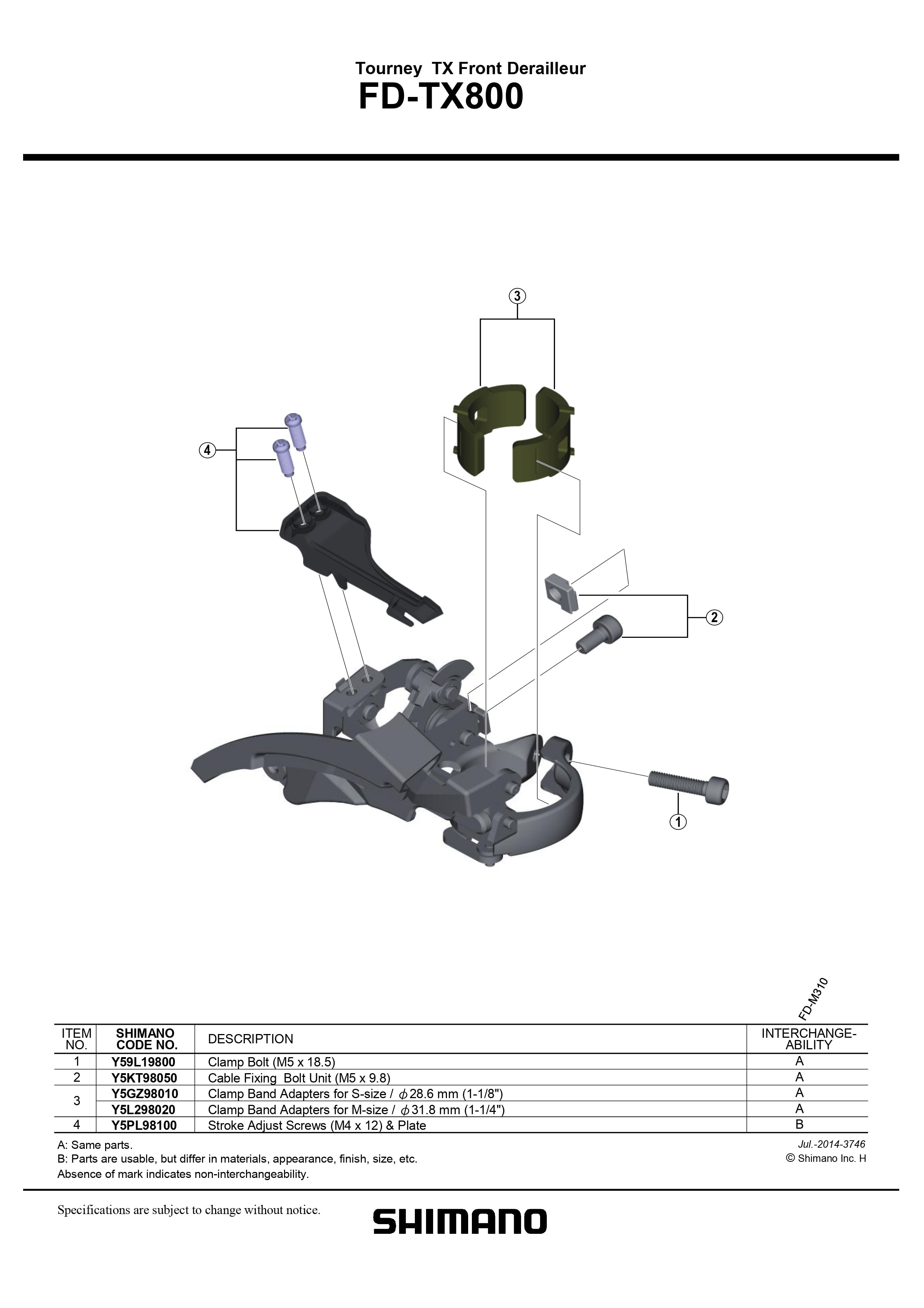 SHIMANO Tourney FD-TX800 Front Derailleur 3x7/8-Speed Top Swing-Pit Crew Cycles
