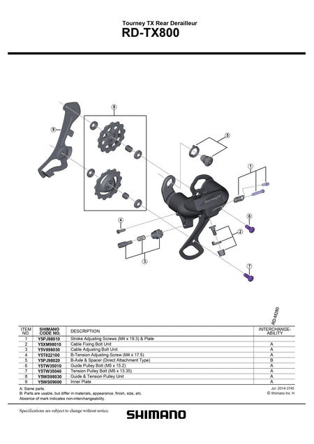 SHIMANO Tourney RD-TX800 Long Cage Rear Derailleur 7/8 Speed-Pit Crew Cycles