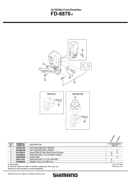 SHIMANO Ultegra Di2 FD-6870 Low Adjust Bolt - M4 x 8mm - Y5P6001D0-Pit Crew Cycles
