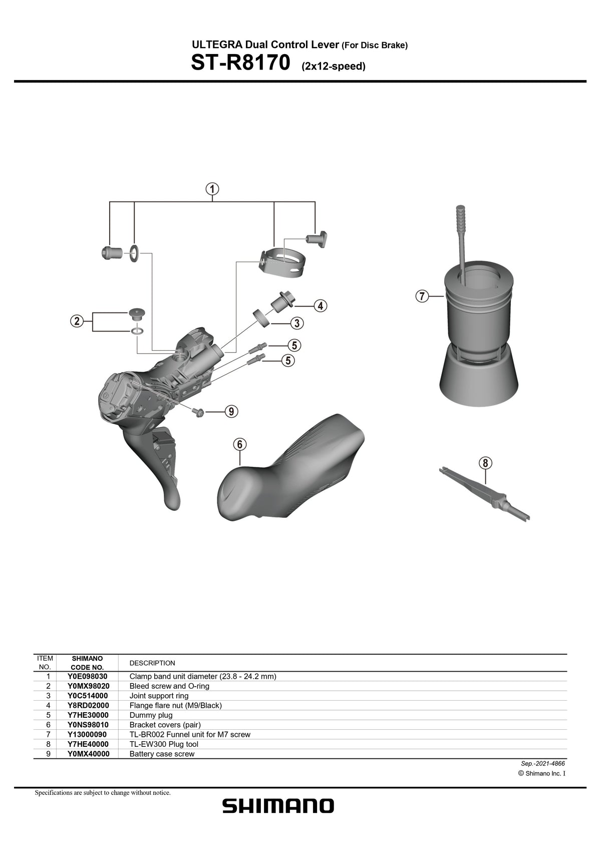 SHIMANO Ultegra Di2 ST-R8170/ BR-R8170 Hydraulic Disc Brake/Shift Lever Kit 2x12-Speed Wireless Flat Mount-Pit Crew Cycles