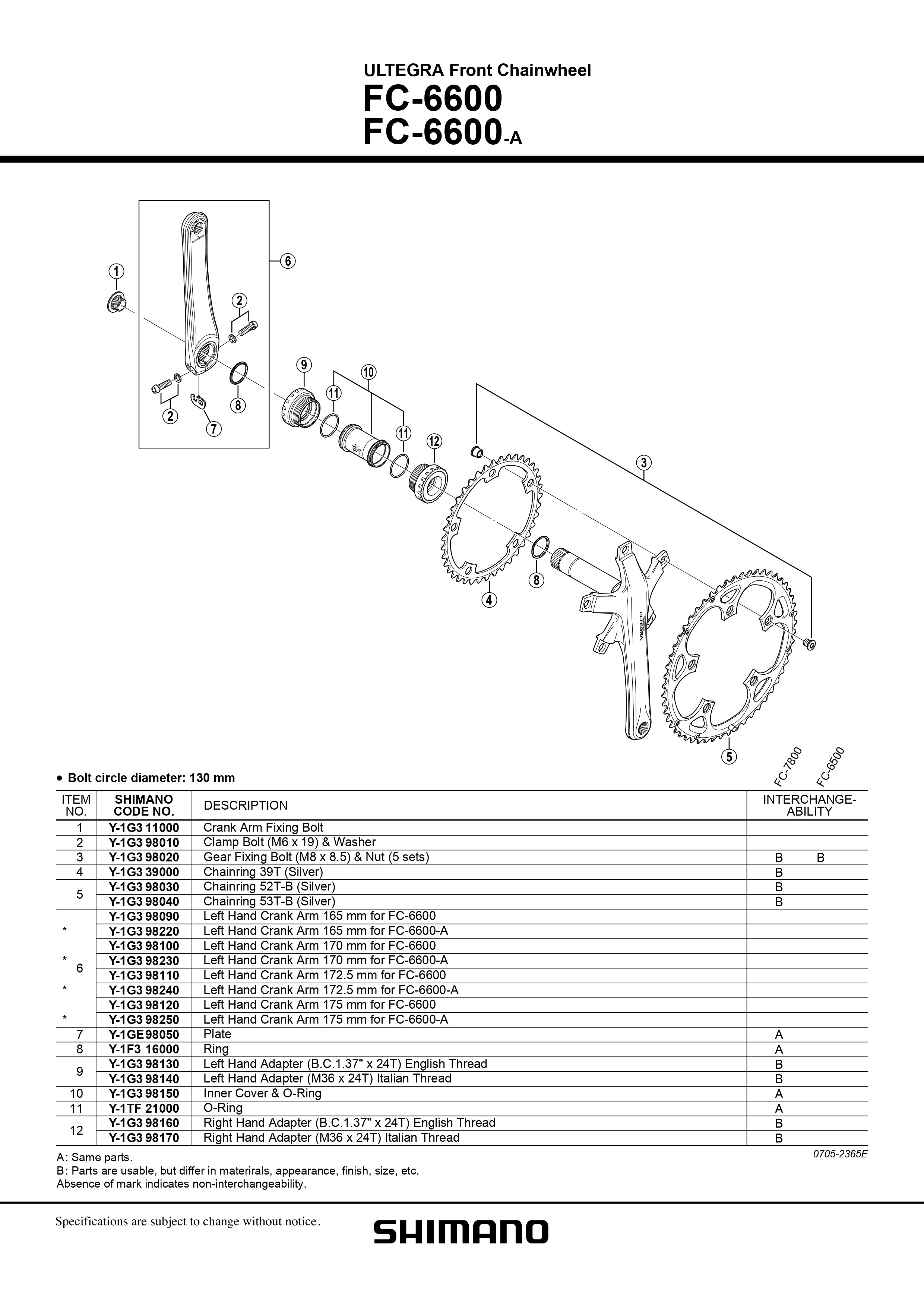 SHIMANO Ultegra FC-6600 Front Chainwheel Right Hand Adapter (B.C.1.37