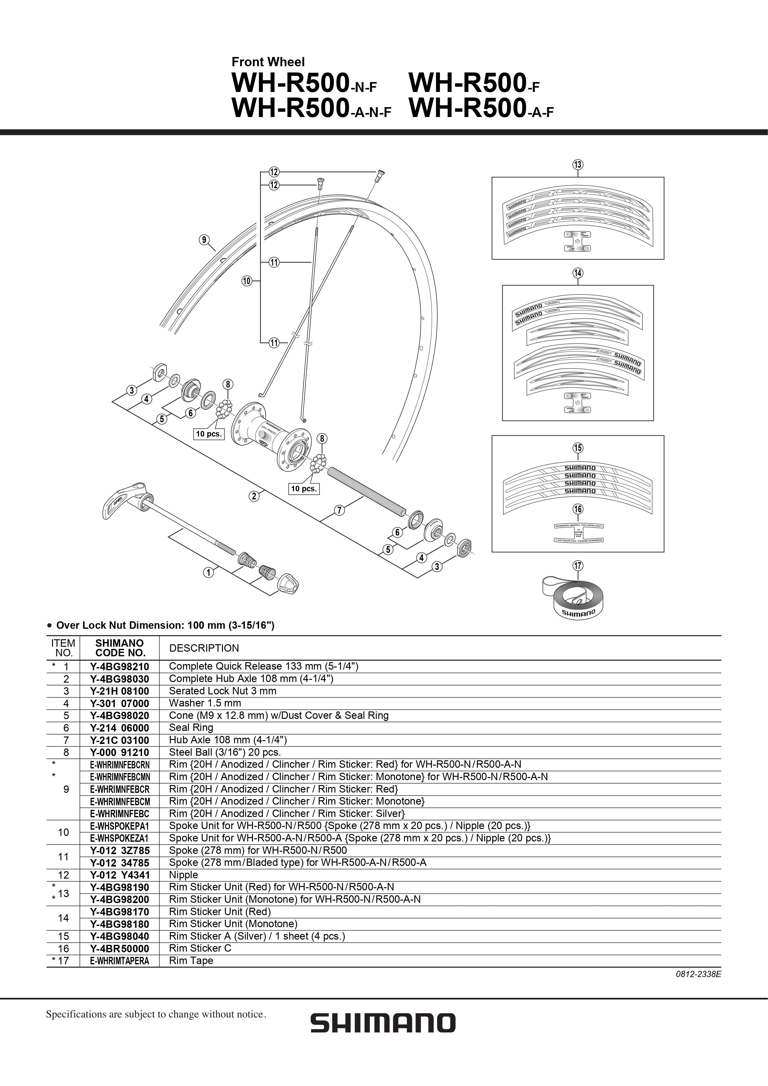 Shimano r500 front sales wheel