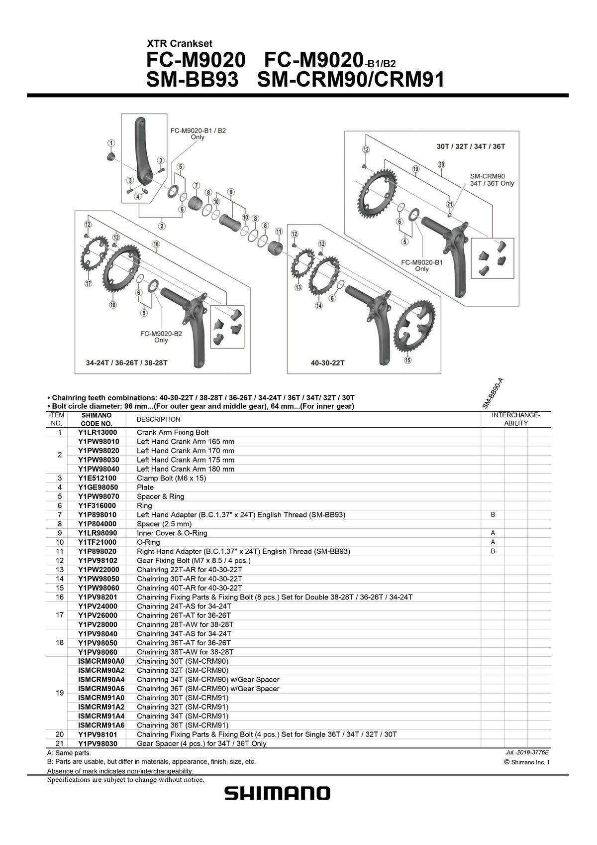 SHIMANO XTR FC-M9020-B2 Crankset Spacer and Ring - Y1PW98070-Pit Crew Cycles