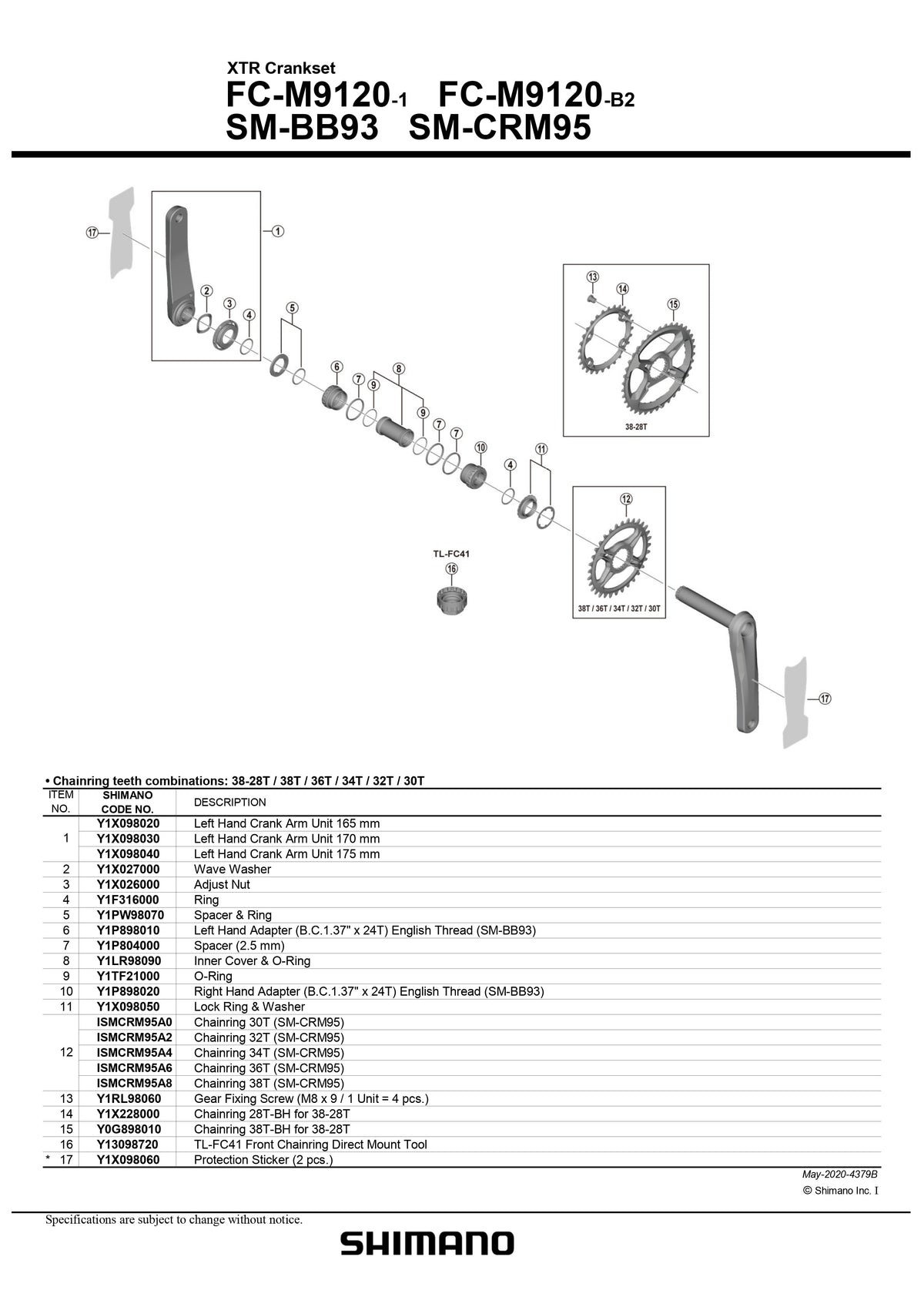 SHIMANO XTR FC-M9100 Crankset Protection Sticker (2 pcs.) - Y1X098060-Pit Crew Cycles