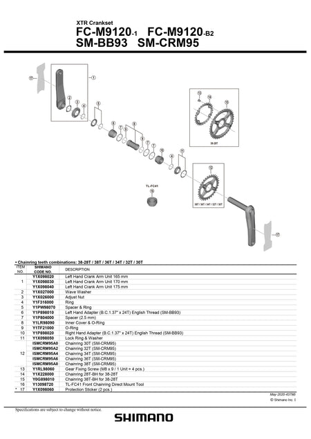 SHIMANO XTR FC-M9100 Crankset Protection Sticker (2 pcs.) - Y1X098060-Pit Crew Cycles