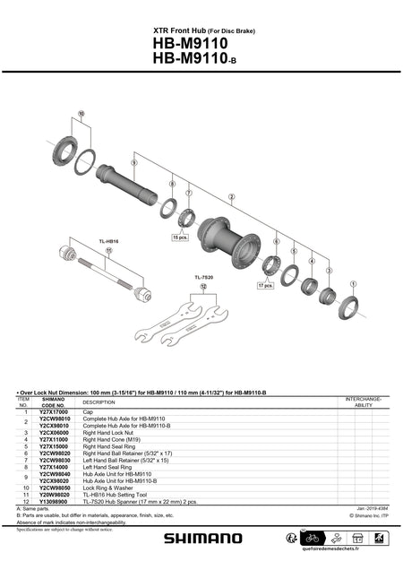 SHIMANO XTR HB-M9110 Center Lock Disc 15mm x 100mm Front Hub-Pit Crew Cycles