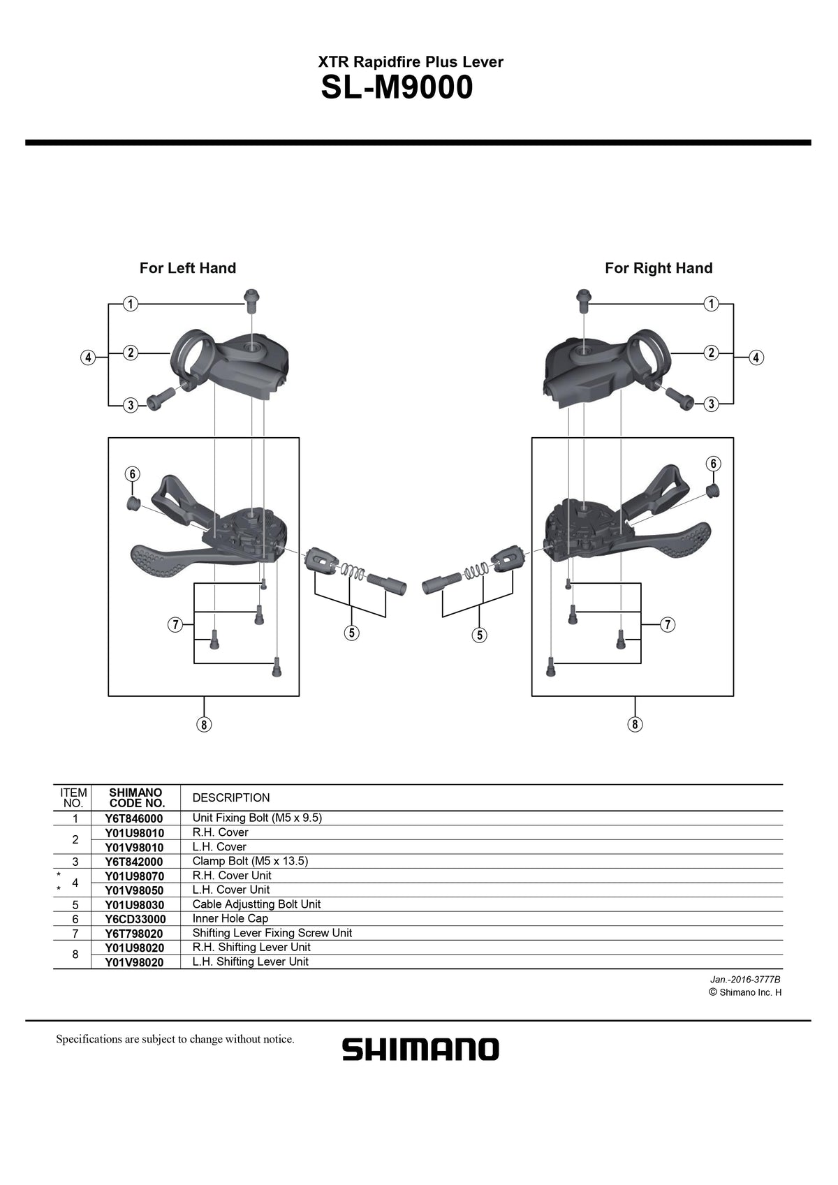 SHIMANO XTR SL-M9000 Rapidfire Plus Lever Left Hand Cover - Y01V98010-Pit Crew Cycles
