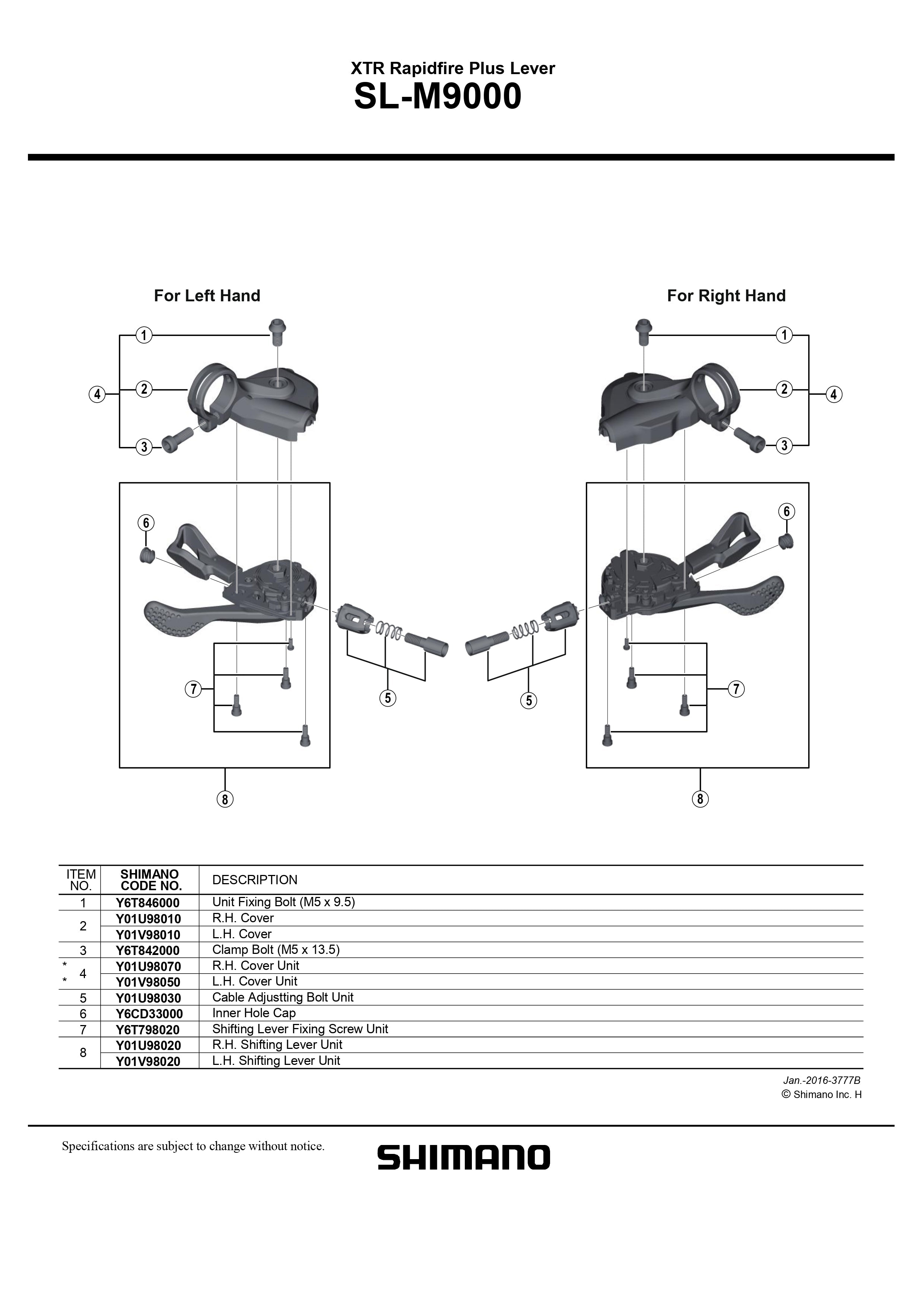 SHIMANO XTR SL-M9000 Rapidfire Plus Lever Left Hand Cover - Y01V98010-Pit Crew Cycles