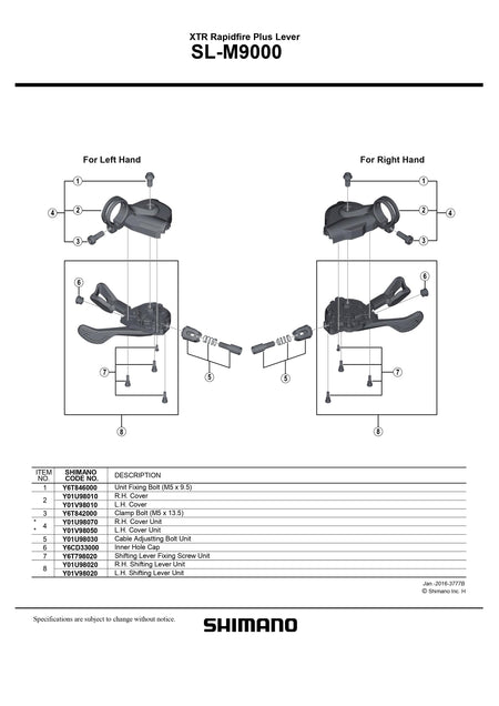 SHIMANO XTR SL-M9000 Rapidfire Plus Lever Left Hand Cover - Y01V98010-Pit Crew Cycles
