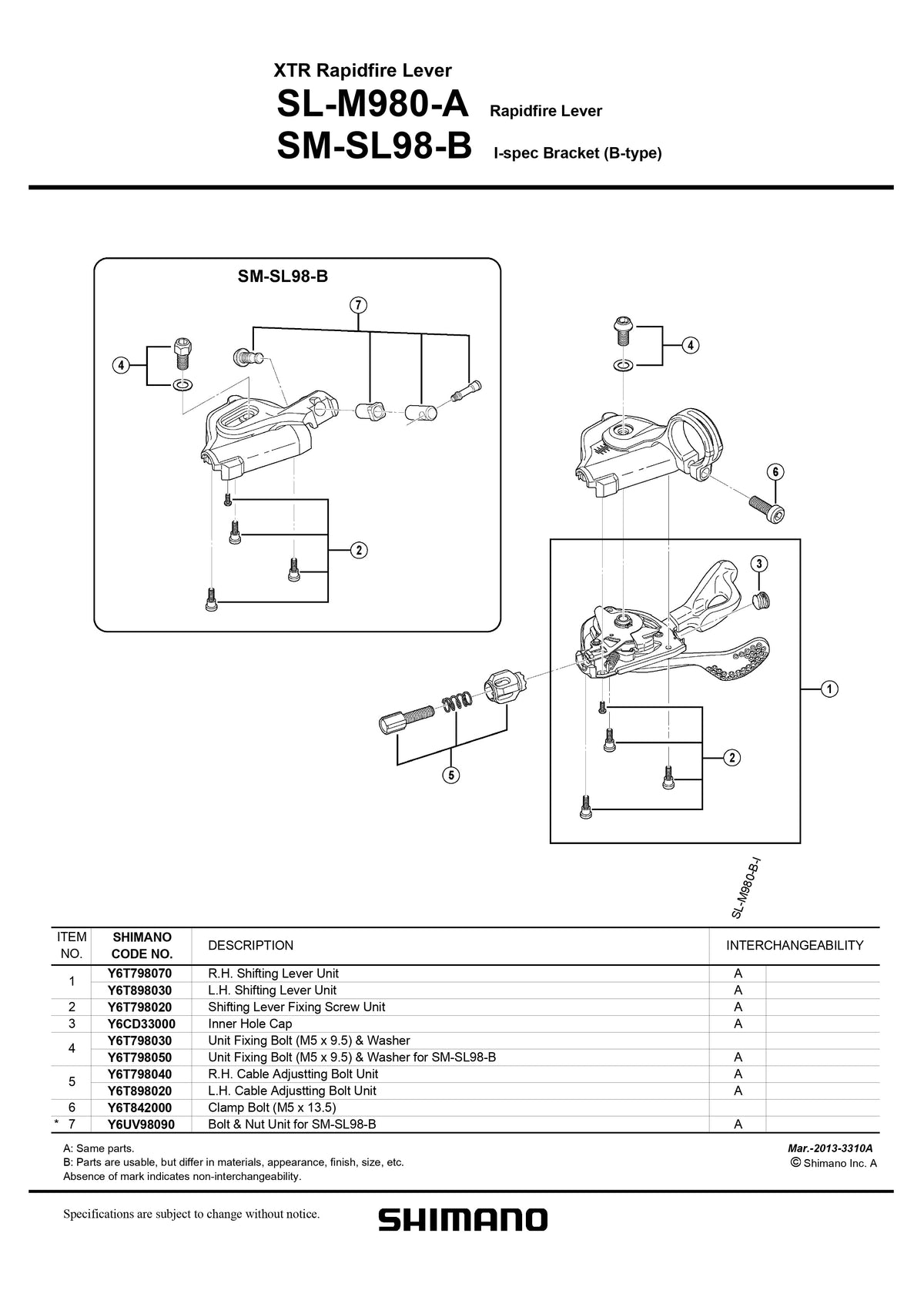 SHIMANO XTR SM-SL98-B I-Spec Bracket (B-type) Unit Fixing Bolt (M5 x 9.5) and Washer - Y6T798050-Pit Crew Cycles