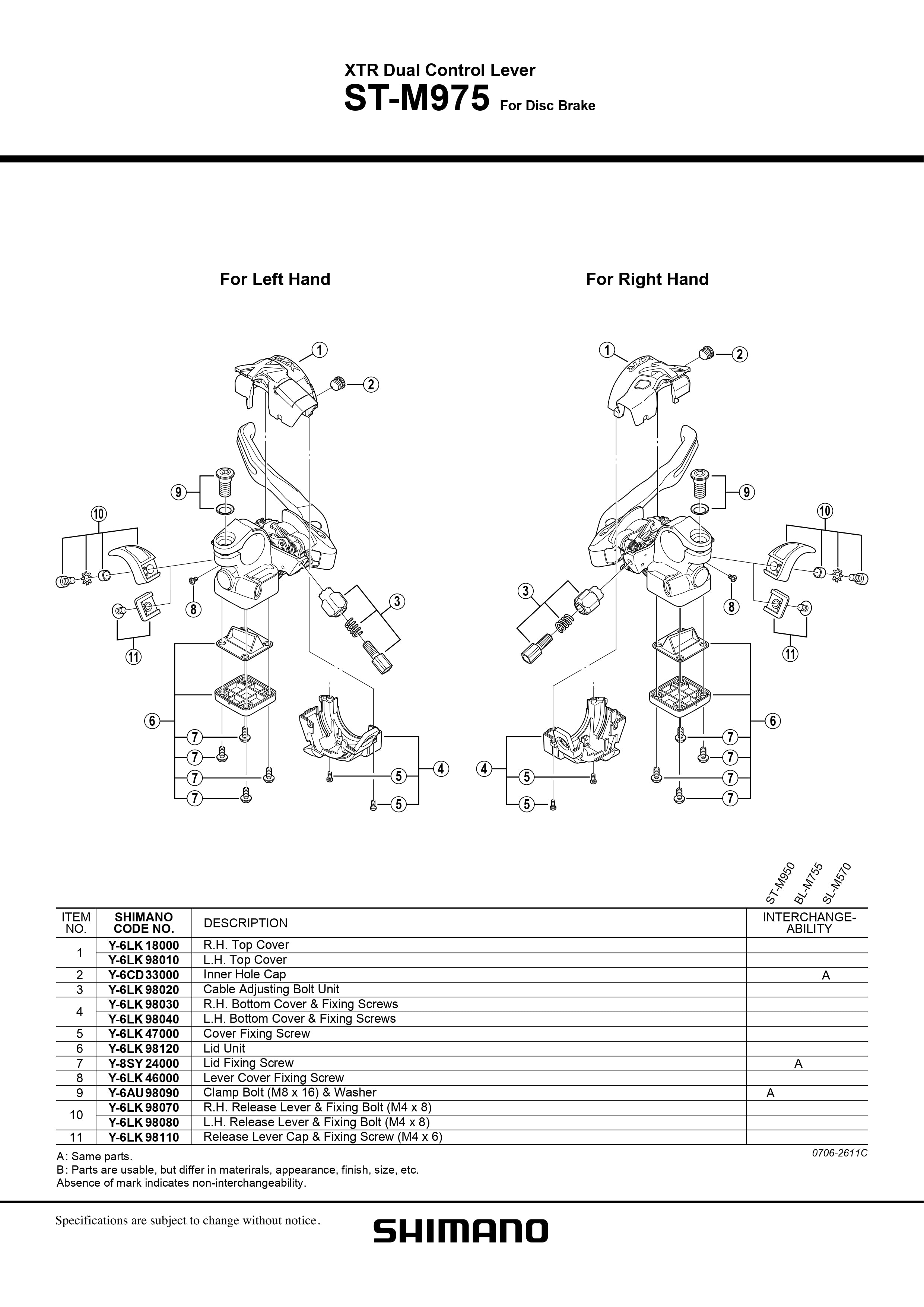 SHIMANO XTR ST-M975 Dual Control Lever For Disc Brake Lever Cover Fixing Screw - Y6LK46000-Pit Crew Cycles