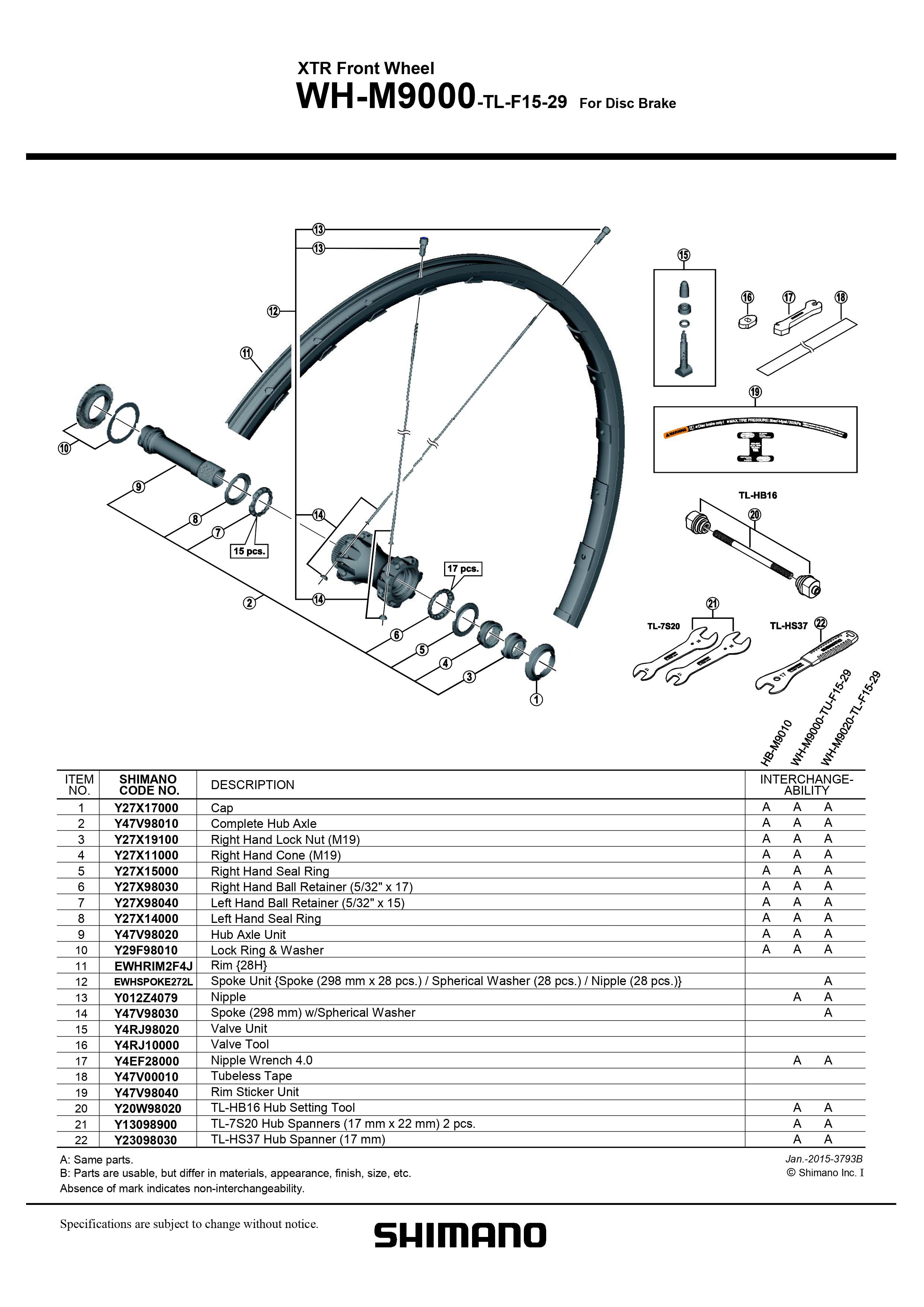 SHIMANO XTR WH-M9000-TL-F15-29 Front Wheel For Disc Brake Complete Hub Axle - Y47V98010-Pit Crew Cycles