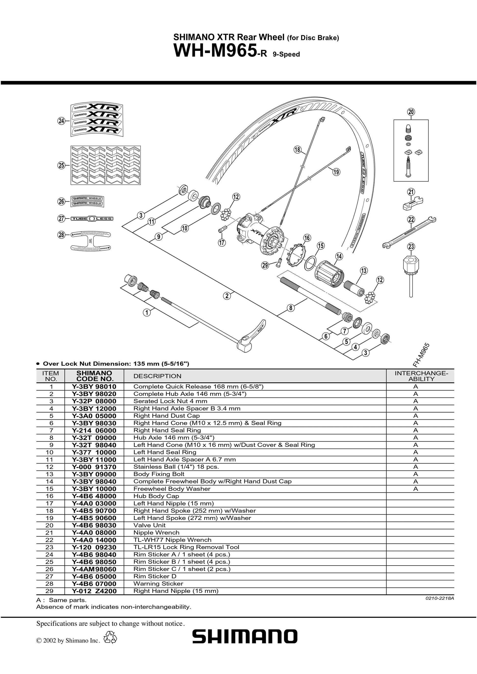 SHIMANO XTR WH-M965 for Disc Brake Spoke 272mm with Washer - Y4B590600-Pit Crew Cycles