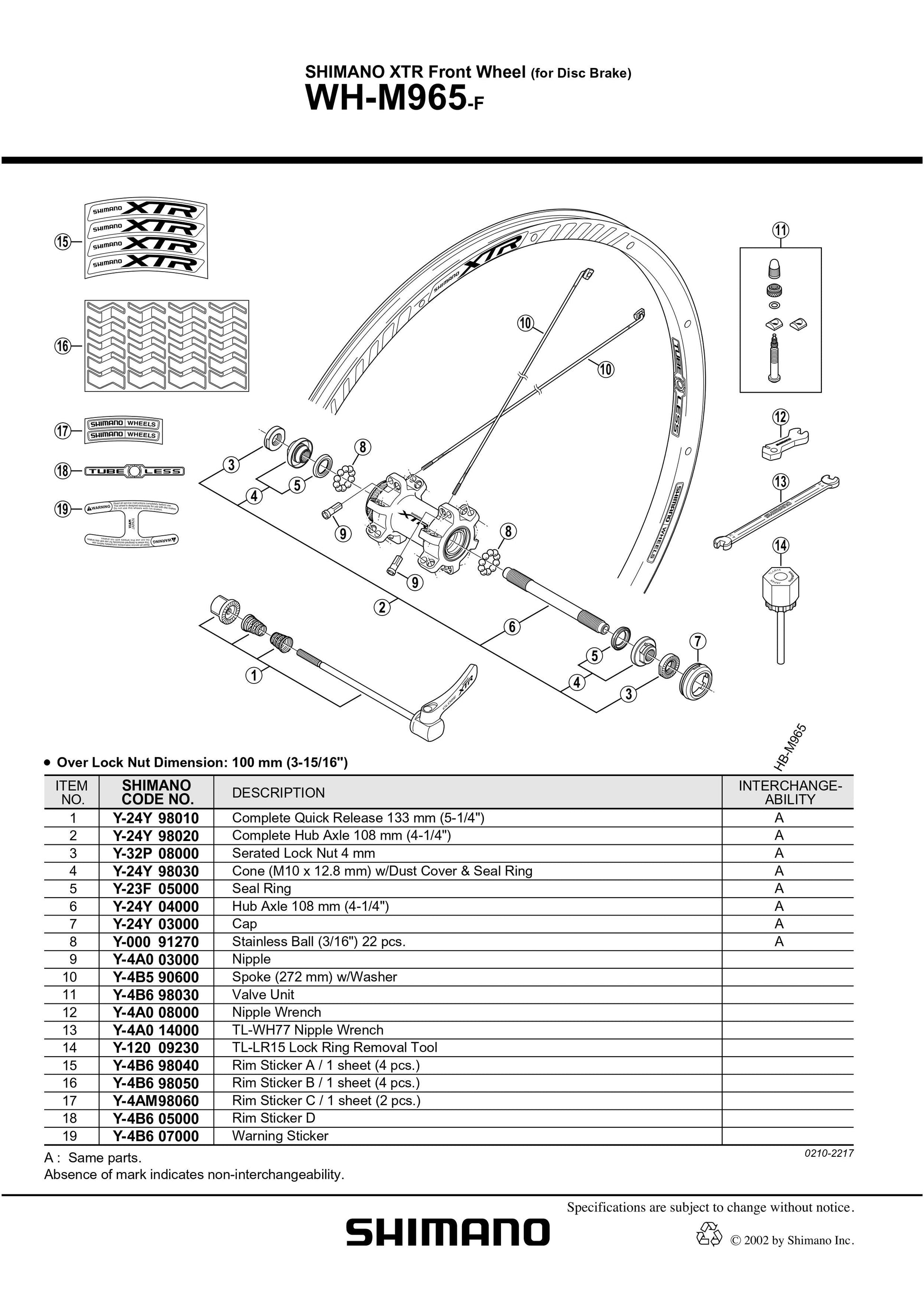 SHIMANO XTR WH-M965 for Disc Brake Spoke 272mm with Washer - Y4B590600-Pit Crew Cycles