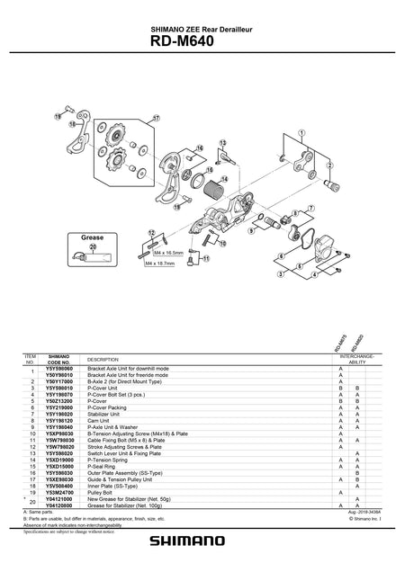 SHIMANO Zee RD-M640 Rear Derailleur Bracket Axle Unit for Downhill Mode - Y5Y598060-Pit Crew Cycles