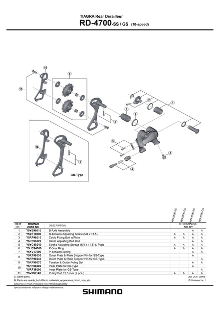Shimano Tiagra RD-4700 Rear Derailleur 10 Speed Cable Adjusting Bolt Unit - Y5RF98020-Pit Crew Cycles
