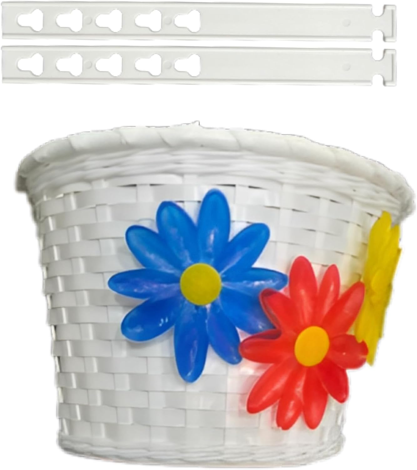 ULTRACYCLE Front Flower Bicycle Basket White Fits Standard Girl Bikes W/ Straps-Pit Crew Cycles