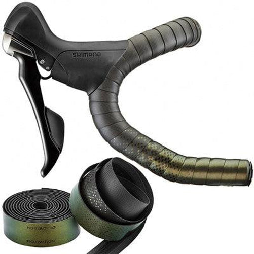 CICLOVATION Leather Touch Handlebar Tape Fusion 3.5 mm thick Black/Chameleonic Green 2000 mm-Pit Crew Cycles