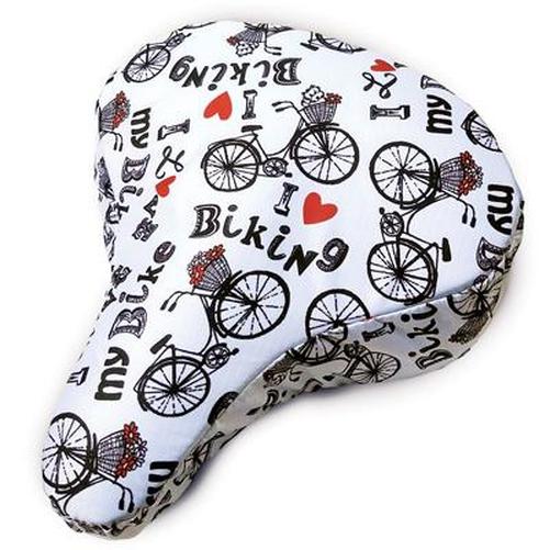 CRUISER Candy I Love My Bike Saddle Seat Cover White/Black/Red Print - White/Black I Love My Bike-Pit Crew Cycles