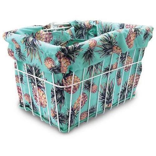 CRUISER Candy Pineapple Fantasy Basket Liner Teal/Yellow/Brown/Green Print-Pit Crew Cycles