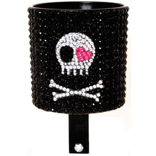 CRUISER Candy Rhinestone Resin Cup Holder Black W/Skull Rhinestones-Pit Crew Cycles