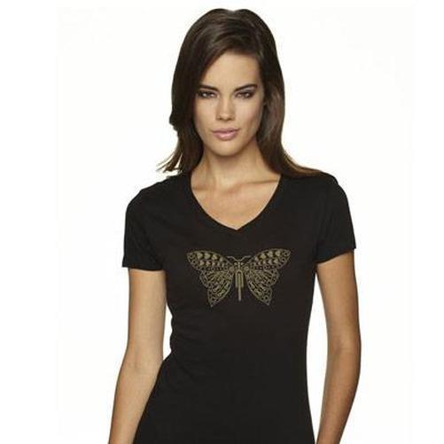 DHD Wear Women'S Butterfly T-Shirt Black X-Large-Pit Crew Cycles