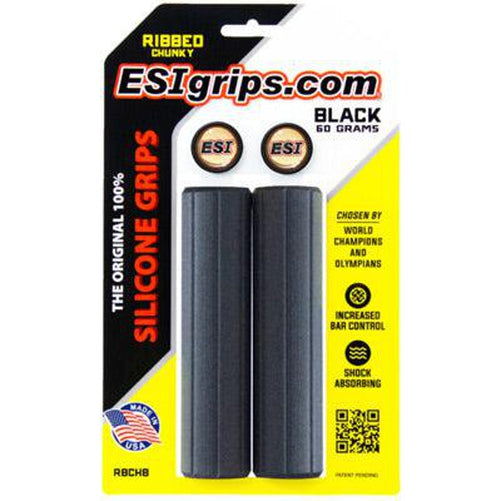 ESI Ribbed Chunky Silicone Black Grips 130mm-Pit Crew Cycles