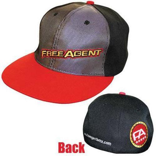 FREE Agent Bmx Team Hat Fitted Black/Silver W/Red S/M-Pit Crew Cycles