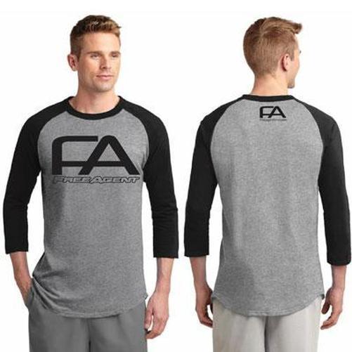 FREE Agent Men'S Baseball T-Shirt Heather Gray/Black Xl-Pit Crew Cycles