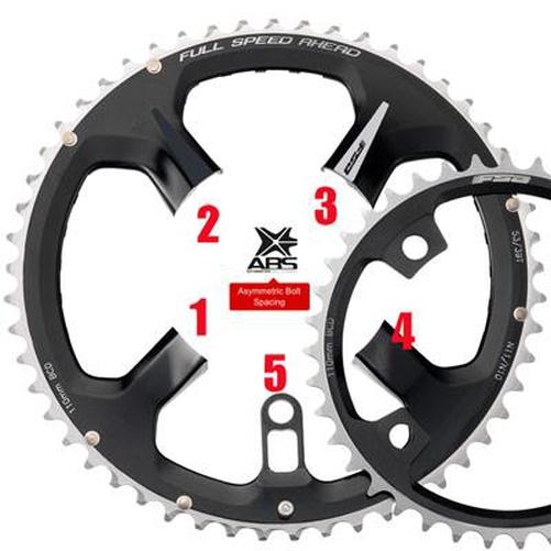FSA Fsa Abs Road Chainrings Black 2X 52T 10/11Sp 5X110Mm (Abs) Hollow-Pit Crew Cycles