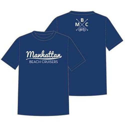 MANHATTAN Men's League T-Shirt Navy LG-Pit Crew Cycles