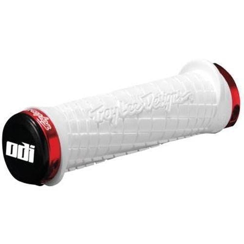 ODI Tld Signature Lock On Grips W/ Clamps White W/ Red Clamp-Pit Crew Cycles