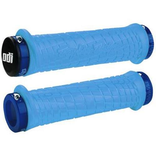 ODI Troy Lee Designs Lock On Grips W/Clamps Bonus Pack Aqua / Blue Clamps-Pit Crew Cycles