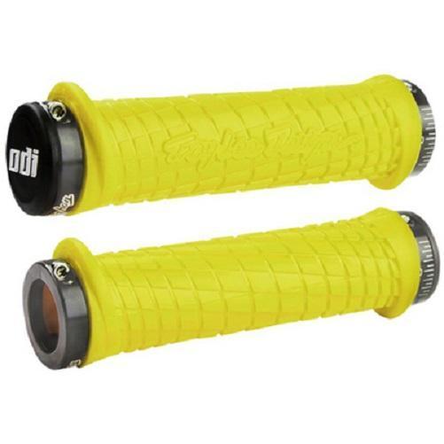 ODI Troy Lee Designs Lock On Grips W/Clamps Bonus Pack Neon Yellow / Graphite Clamps - Yellow / Graphite Clamps-Pit Crew Cycles